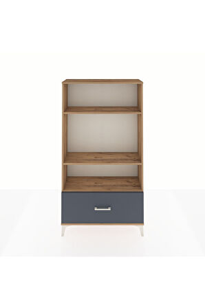 Arges Dolap 3 Raflı Tek Çekmeceli 88x30x163 Çam-Antrasit