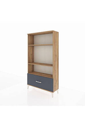 Arges Dolap 3 Raflı Tek Çekmeceli 88x30x163 Çam-Antrasit