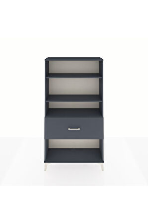 Arges Dolap 3 Raflı Tek Çekmeceli 88x30x163 Antrasit-Antrasit
