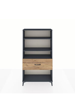 Arges Dolap 3 Raflı Tek Çekmeceli 88x30x163 Antrasit-Çam