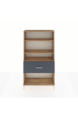 Arges Dolap 3 Raflı Tek Çekmeceli 88x30x163 Çam-Antrasit