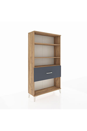 Arges Dolap 3 Raflı Tek Çekmeceli 88x30x163 Çam-Antrasit