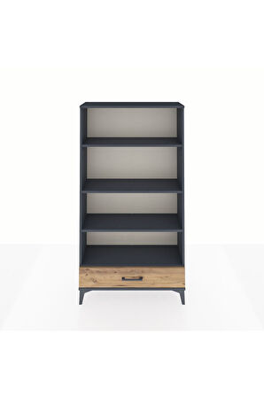 Arges Dolap 4 Raflı Tek Çekmeceli 88x30x163 Antrasit-Çam