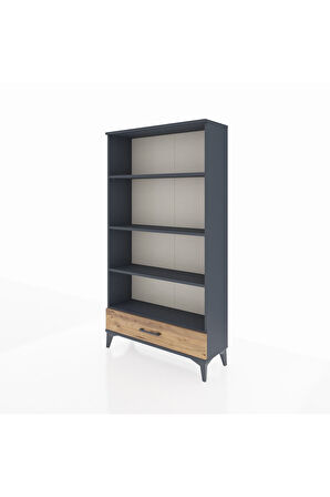 Arges Dolap 4 Raflı Tek Çekmeceli 88x30x163 Antrasit-Çam
