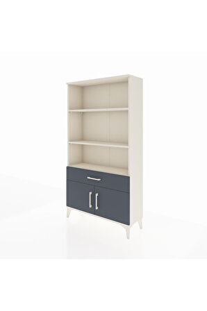 Arges Dolap 3 Raflı Tek Çekmeceli 2 Kapaklı 88x30x163 Aytaşı-Antrasit