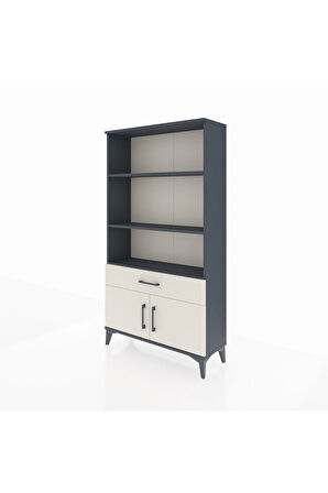 Arges Dolap 3 Raflı Tek Çekmeceli 2 Kapaklı 88x30x163 Antrasit-Aytaşı
