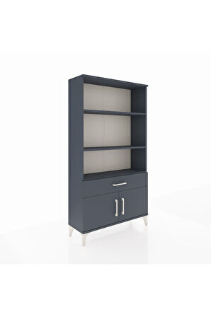 Arges Dolap 3 Raflı Tek Çekmeceli 2 Kapaklı 88x30x163 Antrasit-Antrasit