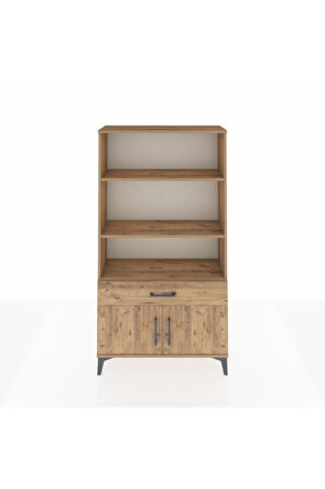 Arges Dolap 3 Raflı Tek Çekmeceli 2 Kapaklı 88x30x163 Çam-Çam