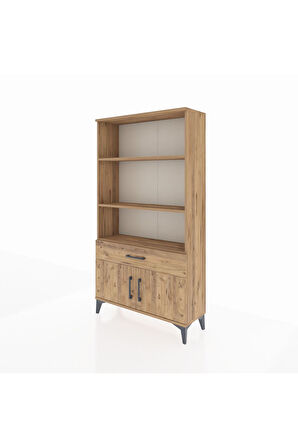 Arges Dolap 3 Raflı Tek Çekmeceli 2 Kapaklı 88x30x163 Çam-Çam