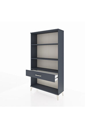 Arges Dolap 3 Raflı Tek Çekmeceli 88x30x163 Antrasit-Antrasit