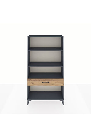 Arges Dolap 3 Raflı Tek Çekmeceli 88x30x163 Antrasit-Çam