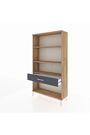 Arges Dolap 3 Raflı Tek Çekmeceli 88x30x163 Çam-Antrasit