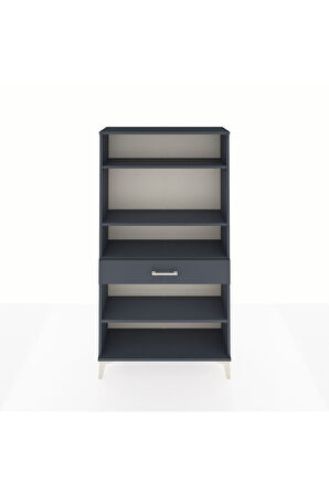 Arges Dolap 4 Raflı Tek Çekmeceli 88x30x163 Antrasit-Antrasit