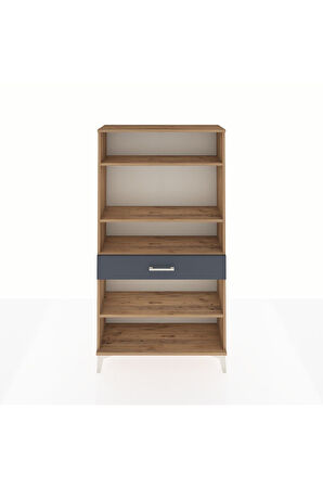 Arges Dolap 4 Raflı Tek Çekmeceli 88x30x163 Çam-Antrasit