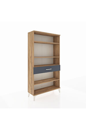 Arges Dolap 4 Raflı Tek Çekmeceli 88x30x163 Çam-Antrasit