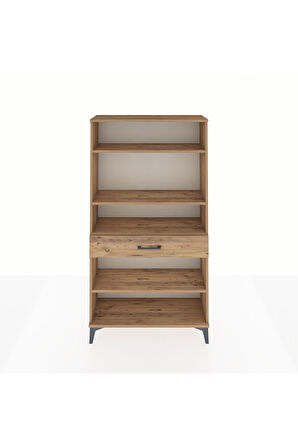 Arges Dolap 4 Raflı Tek Çekmeceli 88x30x163 Çam-Çam