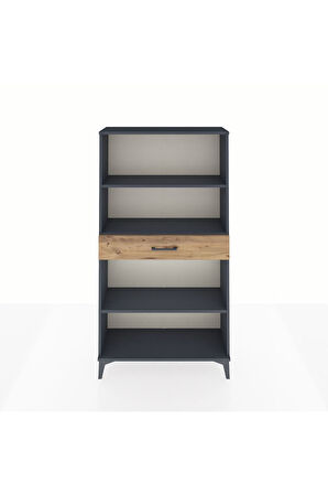 Arges Dolap 3 Raflı Tek Çekmeceli 88x30x163 Antrasit-Çam