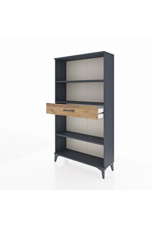 Arges Dolap 3 Raflı Tek Çekmeceli 88x30x163 Antrasit-Çam