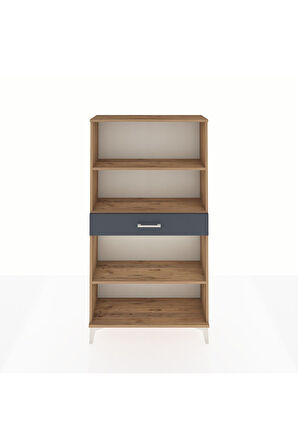 Arges Dolap 3 Raflı Tek Çekmeceli 88x30x163 Çam-Antrasit