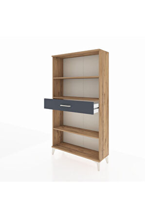 Arges Dolap 3 Raflı Tek Çekmeceli 88x30x163 Çam-Antrasit