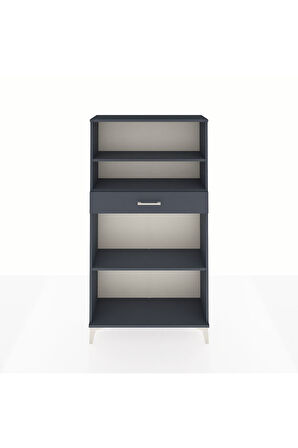 Arges Dolap 3 Raflı Tek Çekmeceli 88x30x163 Antrasit-Antrasit