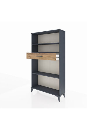 Arges Dolap 3 Raflı Tek Çekmeceli 88x30x163 Antrasit-Çam