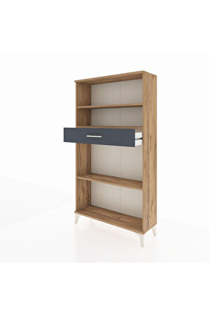 Arges Dolap 3 Raflı Tek Çekmeceli 88x30x163 Çam-Antrasit