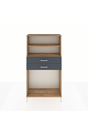 Arges Dolap 2 Raflı 2 Çekmeceli 88x30x163 Çam-Antrasit