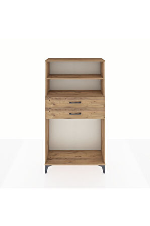 Arges Dolap 2 Raflı 2 Çekmeceli 88x30x163 Çam-Çam