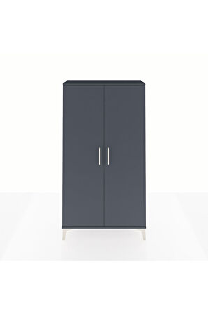 Arges Dolap 2 Raflı Kapaklı Tek Askılı 88x30x163 Antrasit-Antrasit