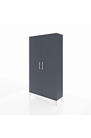 Arges Dolap 2 Raflı Kapaklı Tek Askılı 88x30x163 Antrasit-Antrasit