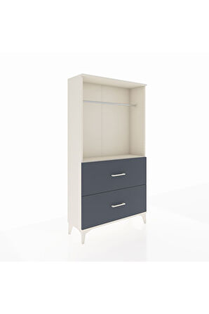 Arges Dolap Tek Raflı 2 Çekmeceli Tek Askılı 88x30x163 Aytaşı-Antrasit