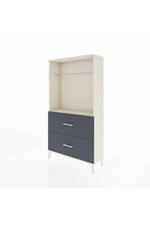 Arges Dolap Tek Raflı 2 Çekmeceli Tek Askılı 88x30x163 Aytaşı-Antrasit