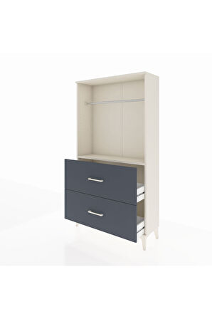 Arges Dolap Tek Raflı 2 Çekmeceli Tek Askılı 88x30x163 Aytaşı-Antrasit