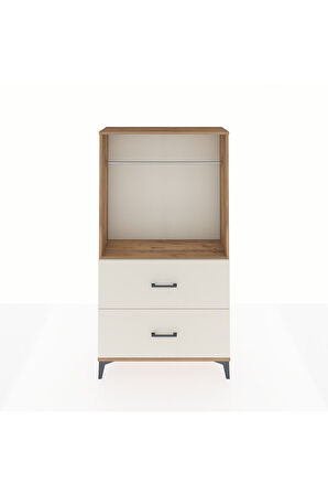 Arges Dolap Tek Raflı 2 Çekmeceli Tek Askılı 88x30x163 Çam-Aytaşı