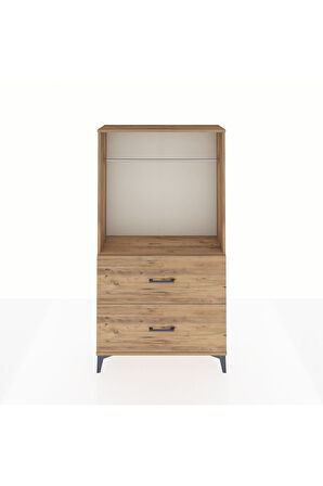 Arges Dolap Tek Raflı 2 Çekmeceli Tek Askılı 88x30x163 Çam-Çam