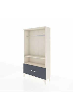 Arges Dolap 2 Raflı Tek Çekmeceli Tek Askılı 88x30x163 Aytaşı-Antrasit