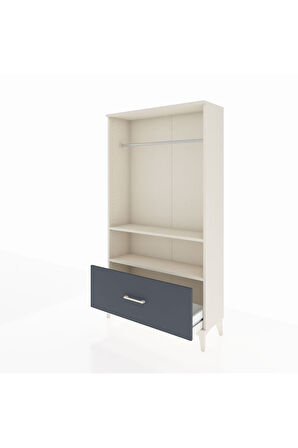 Arges Dolap 2 Raflı Tek Çekmeceli Tek Askılı 88x30x163 Aytaşı-Antrasit