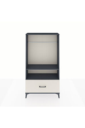 Arges Dolap 2 Raflı Tek Çekmeceli Tek Askılı 88x30x163 Antrasit-Aytaşı