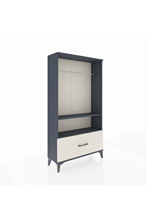 Arges Dolap 2 Raflı Tek Çekmeceli Tek Askılı 88x30x163 Antrasit-Aytaşı