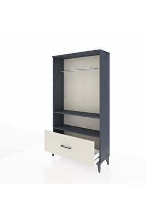 Arges Dolap 2 Raflı Tek Çekmeceli Tek Askılı 88x30x163 Antrasit-Aytaşı