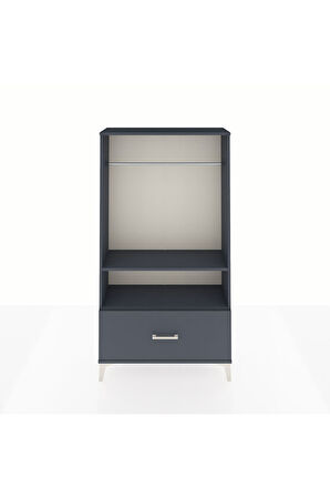 Arges Dolap 2 Raflı Tek Çekmeceli Tek Askılı 88x30x163 Antrasit-Antrasit