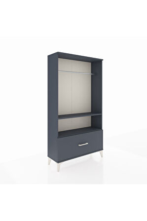 Arges Dolap 2 Raflı Tek Çekmeceli Tek Askılı 88x30x163 Antrasit-Antrasit
