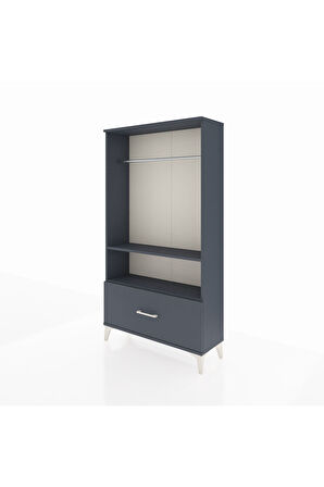 Arges Dolap 2 Raflı Tek Çekmeceli Tek Askılı 88x30x163 Antrasit-Antrasit