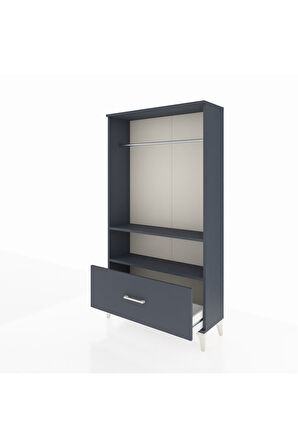 Arges Dolap 2 Raflı Tek Çekmeceli Tek Askılı 88x30x163 Antrasit-Antrasit