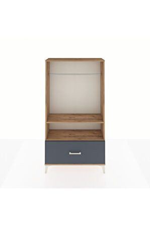 Arges Dolap 2 Raflı Tek Çekmeceli Tek Askılı 88x30x163 Çam-Antrasit
