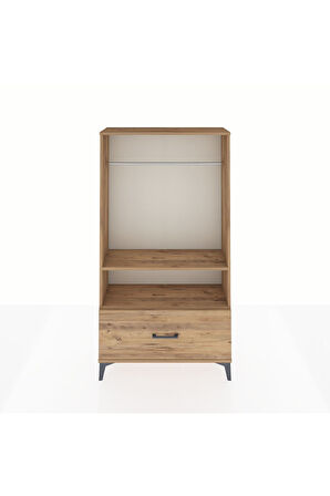 Arges Dolap 2 Raflı Tek Çekmeceli Tek Askılı 88x30x163 Çam-Çam