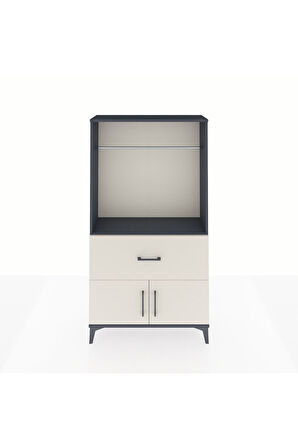 Arges Dolap Tek Raflı Tek Çekmeceli Tek Askılı 88x30x163 Antrasit-Aytaşı