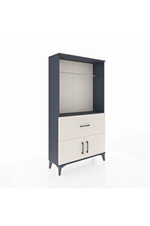 Arges Dolap Tek Raflı Tek Çekmeceli Tek Askılı 88x30x163 Antrasit-Aytaşı