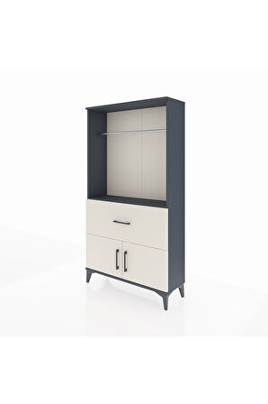 Arges Dolap Tek Raflı Tek Çekmeceli Tek Askılı 88x30x163 Antrasit-Aytaşı